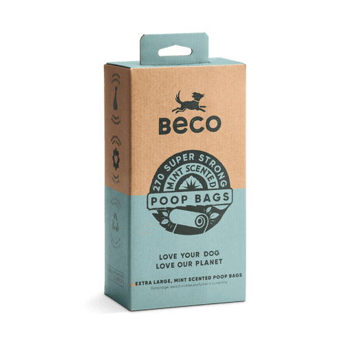 Large Dog Poop Bags Mint Scented BECO Love your dog love our planet Beco
